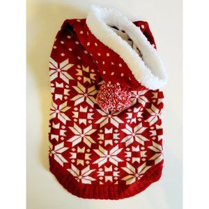 Cute dog red holiday sweater Blueberry Pet Festive Snowflake Sweater, 14"